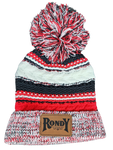 Rondy Knit PomPom Hat (Red/Blk)