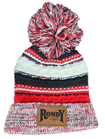 Rondy Knit PomPom Hat (Red/Blk)